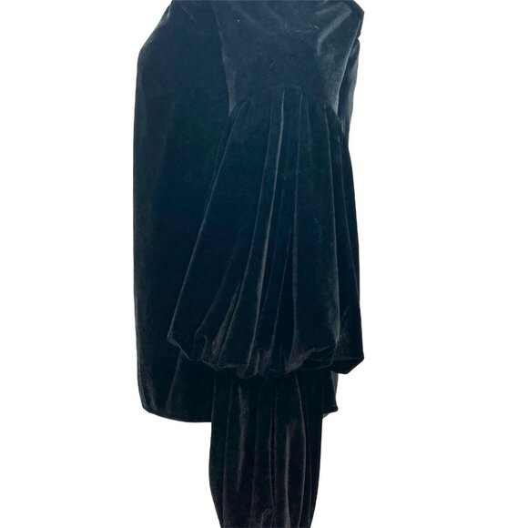 Petersyn Womens XS Black Velvet Long Balloon Sleeve Off Shoulder Top - Picture 2 of 8